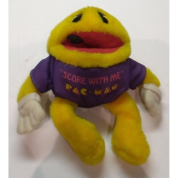 Vintage Knickerbocker PAC-Man 8” Stuffed Toy Plush “Score With Me” 1980s - Picture 2 of 6
